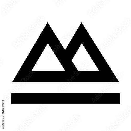 Outline mountain icon for peak, adventure, and outdoor landscape.