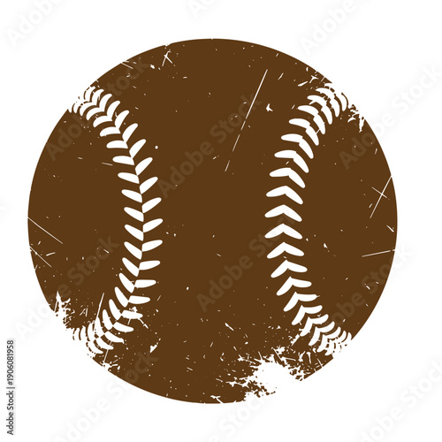 Grunge texture Grungy textured baseball with white stitching on white background Vintage Style