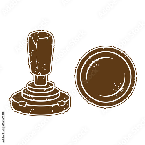 Vintage Grunge vintage rubber stamp and ink pad on white background for marking and stamping documents
