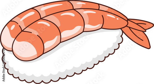 Ebi Nigiri Sushi, clean and appetizing vector illustration