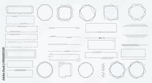 Collection of various graphic elements and infographic templates displayed in a grid layout for design purposes