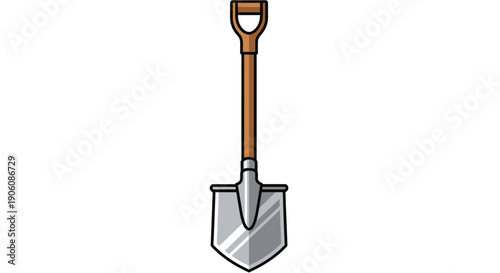 A cartoon depiction of a garden shovel showcasing a simple flat design silhouette high quality professional detailed modern elegant stylish clean crisp