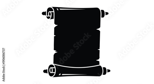 An elegant dark scroll design with curled edges and a blank space for text presented as a silhouette high quality professional detailed