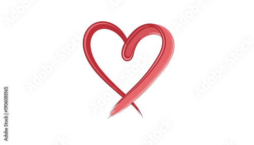 Minimal Red Lipstick Heart Vector on White Background