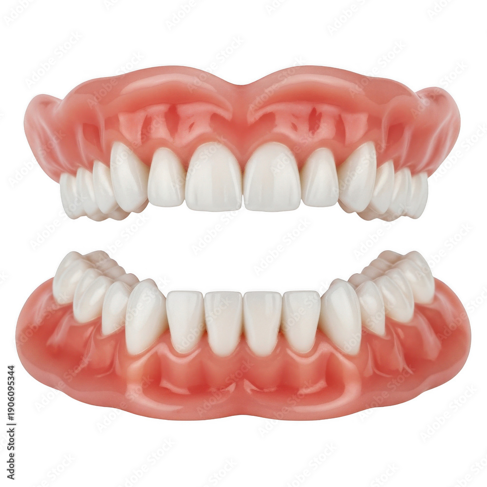 Obraz premium Anatomical illustration of upper and lower dental arches with teeth