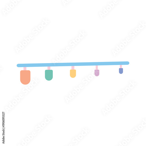 Colorful toe spacers on a bar for pedicure. Flat vector illustration of nail painting accessory isolated on white