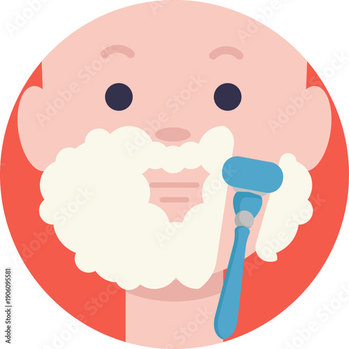 Beard covered in shaving foam, representing facial hair removal or shaving preparation.