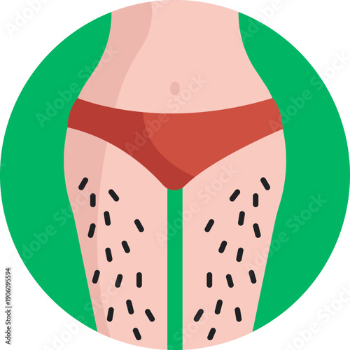 An icon illustrating body hair, used in contexts related to shaving, waxing, or other hair removal methods.