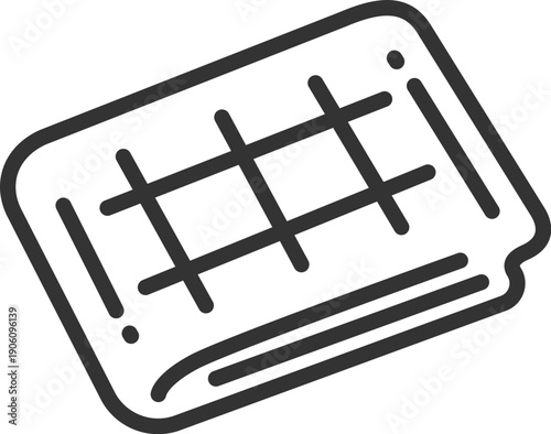 畳んだ、レジャーシートのアイコン（線画）のイラスト