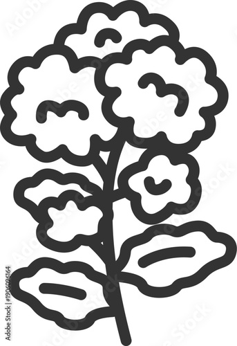 菜の花のアイコン（線画）のイラスト