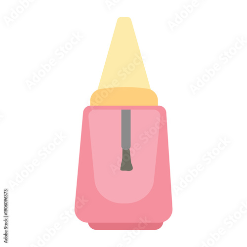 Colorful nail polish bottle collection with brush. Flat vector illustration set for manicure salon, beauty care, and fashion cosmetics