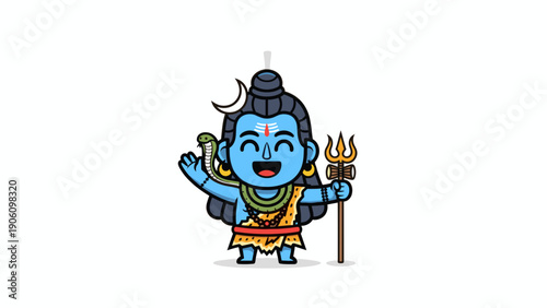 Cartoon Lord Shiva Hindu Deity Illustration 2.