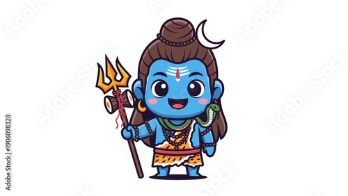 Cartoon Lord Shiva Hindu Deity Illustration 1.