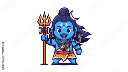 Cartoon Lord Shiva with Trishul.