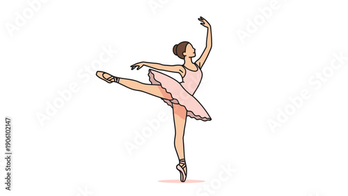 Elegant Ballet Dancer Poses Gracefully En Pointe in Pink Tutu