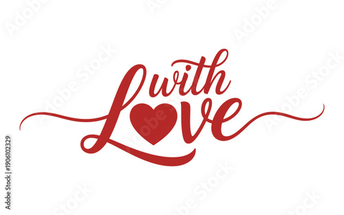 A red heart symbol with the words 'with love' written in a beautiful, cursive font on a white background.