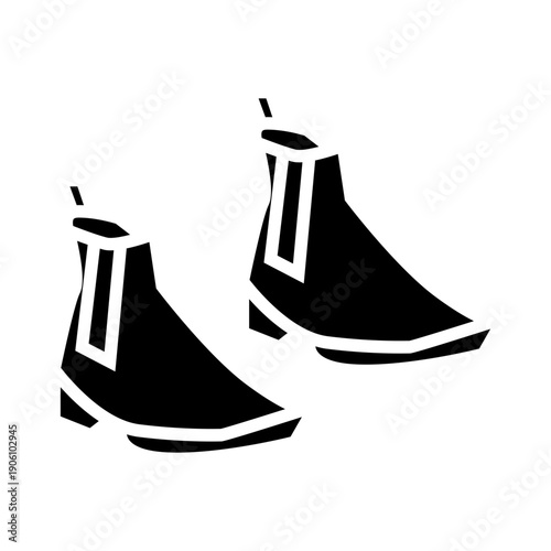 black and white boots glyph icon vector