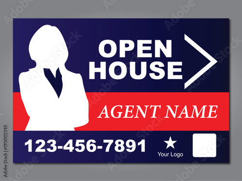 Home sale real estate- Realtors- business yard sign, signage design vector template for outdoor advertising- vertical sign- blue color		