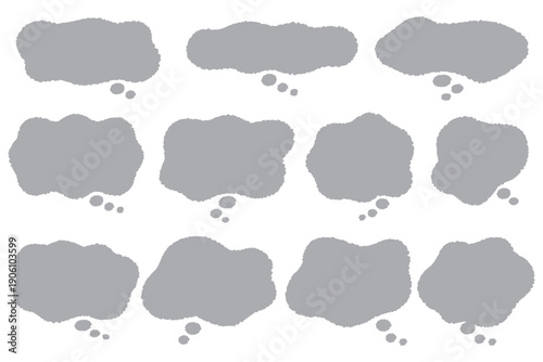 心の悩みや不安を表すもやもや吹き出し素材（Grey）