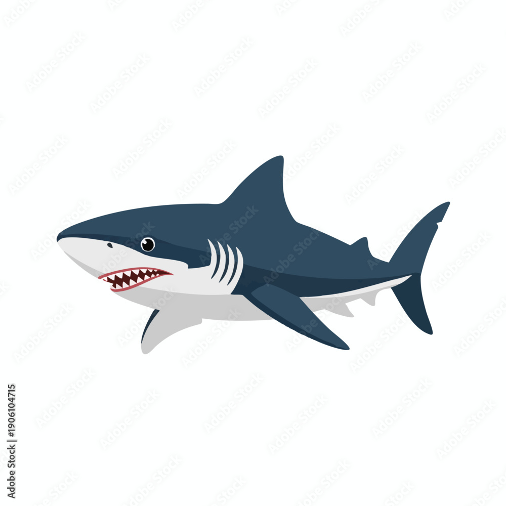 Obraz premium Realistic Illustration of a Sharks and Marine Fish in Ocean Water for Aquatic Themes