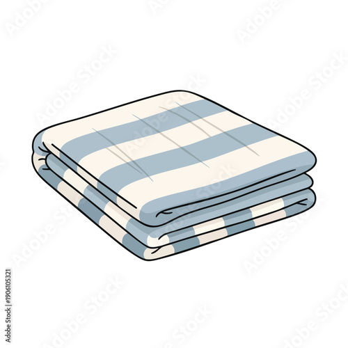 Cozy Blue and White Striped Towel Folded for Home or Travel Use