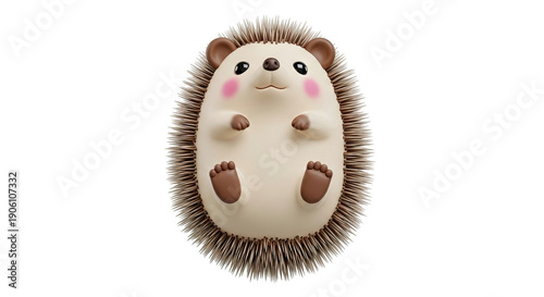 Cute 3D Cartoon Hedgehog with Pink Cheeks