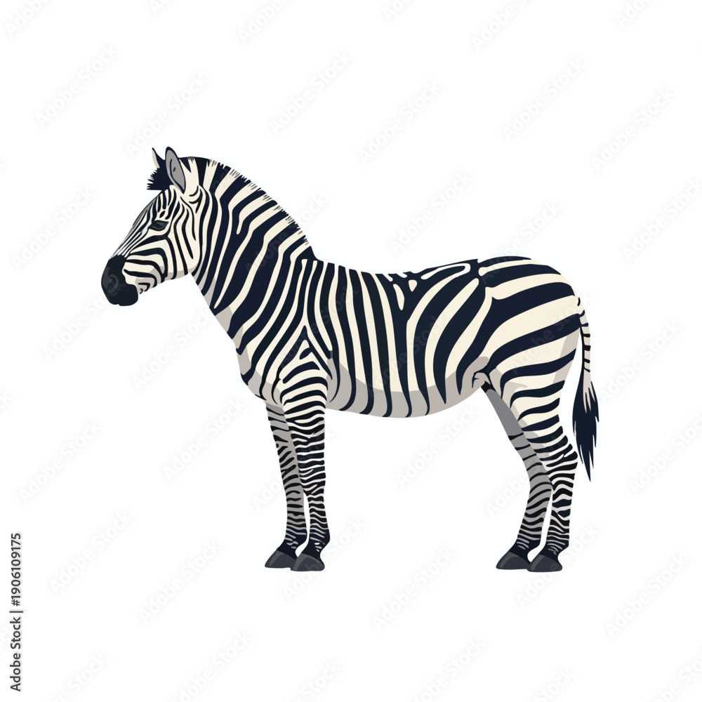 Fototapeta premium Realistic Zebra Standing in a Bright White Background
