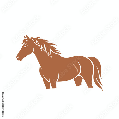 Stylized Illustration of a Brown Horse for Creative and Commercial Use