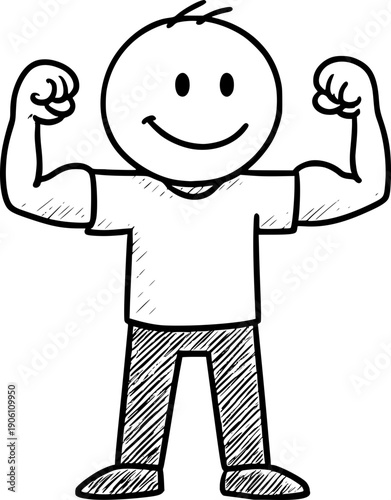 Ludzik doodle - osiłek