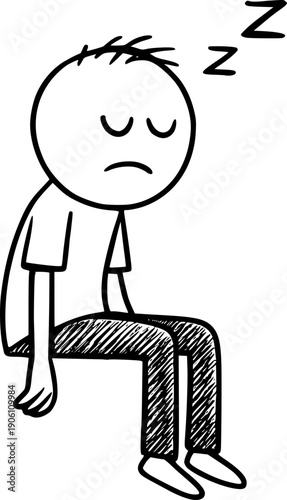 Ludzik doodle - siedzący, senny