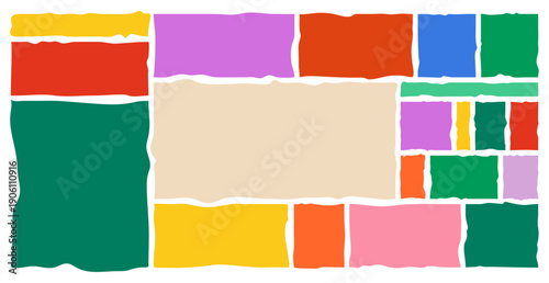 Set of colorful wavy frames collection. Vibrant rectangle borders and rounded corners for social posts, poster edges and festive graphics. Irregular edge silhouettes vector illustration.