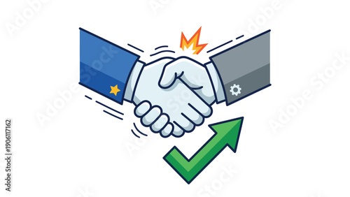 Business Handshake for Growth and Success. Partnership Agreement with Upward Arrow Symbolizing Progress.