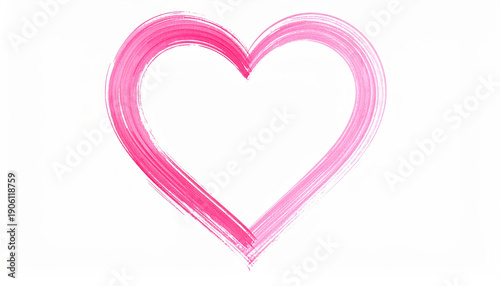 Hand-painted pink heart symbol with brush strokes on a white background
