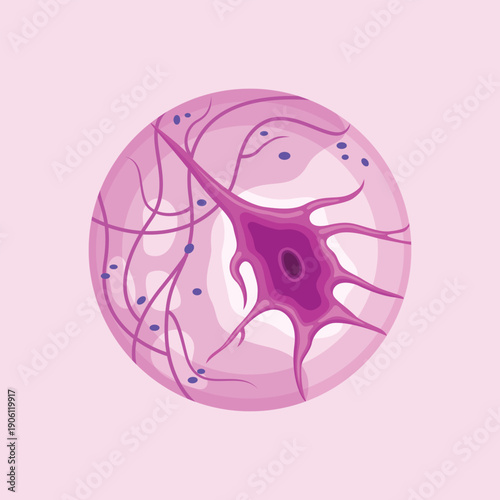 A detailed illustration of a single neuron cell highlighting dendrites and axon structure for scientific and educational use.