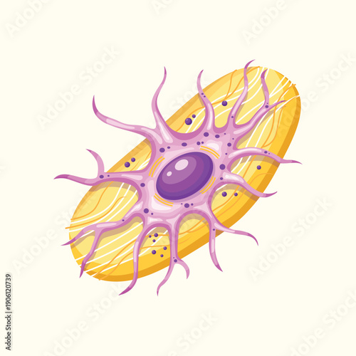 A colorful neuron network illustration showing nerve cells and synaptic connections for neuroscience and medical education concepts.