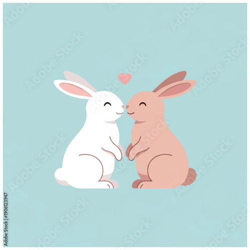 Two Cartoon Rabbits Kissing Each Other 1.