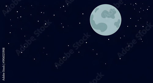 night, landscape, vector, illustration, scenery, nature, sky, dark, crescent, moon, stars, constellation, silhouette, mountains, hills, forest, trees, lake, reflection, horizon, clouds, calm, peaceful