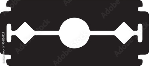 Safety razor blade, minimalist industrial black and white vector illustration