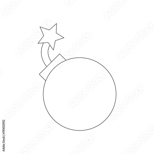 Classic Round Bomb with Sparkling Fuse Vector Icon, Minimalist Explosion and Danger Symbol Illustration on White Background