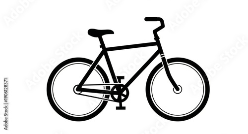 Simple black bicycle illustration on a clean white background.