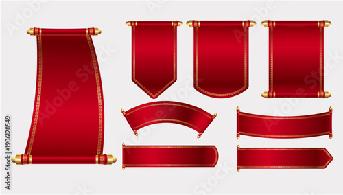 Red Chinese Banner Scroll Decorative Vector 