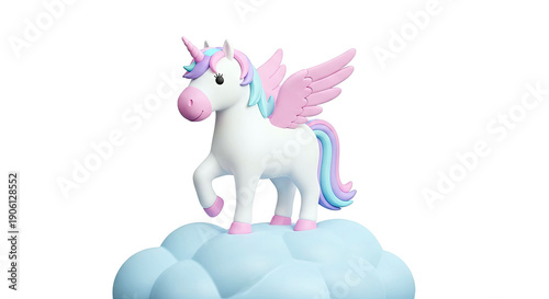 Cute 3D Pegasus Unicorn on a Cloud