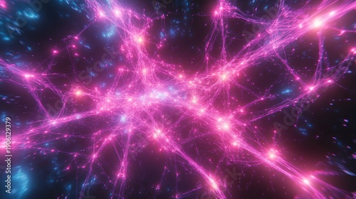 Wallpaper Mural Abstract cosmic nebula with glowing pink and blue energy strands Torontodigital.ca