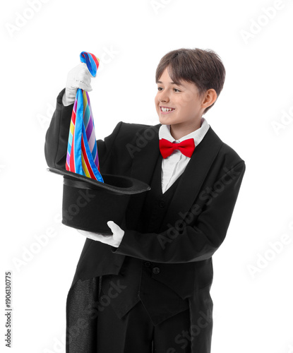 Little magician taking clot...