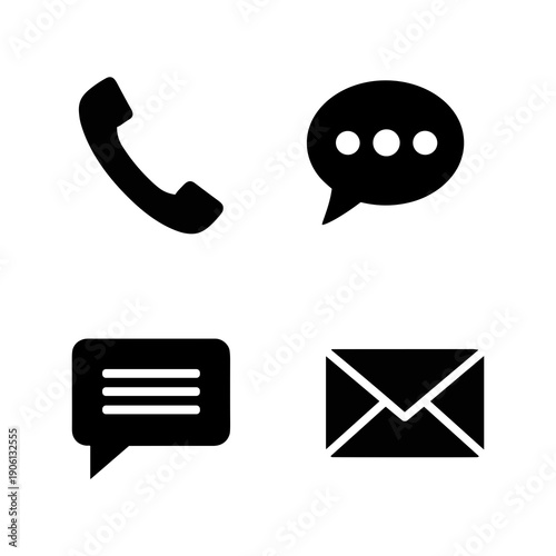 Communication Icon Set Isolated on White