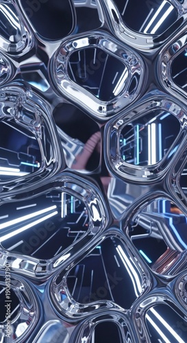 Abstract Liquid Chrome Metal Texture with Flowing Silver Mercury and High Reflection 6