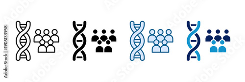 Population Genomics Icon Set Multiple Style Collection