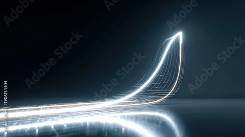 Dynamic Light Trail Concept Representing Growth and Progress in Modern Technology with Smooth Curves and Reflective Surface for Background Use