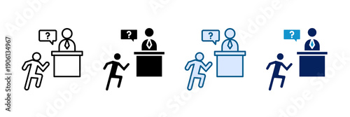 Walk-In Interview Icon Set Multiple Style Collection