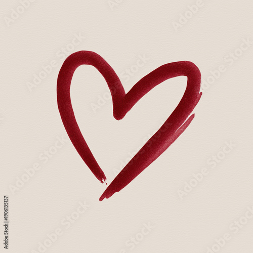 Hand-drawn red heart illustration for Valentine’s Day invitation card and romantic greeting design